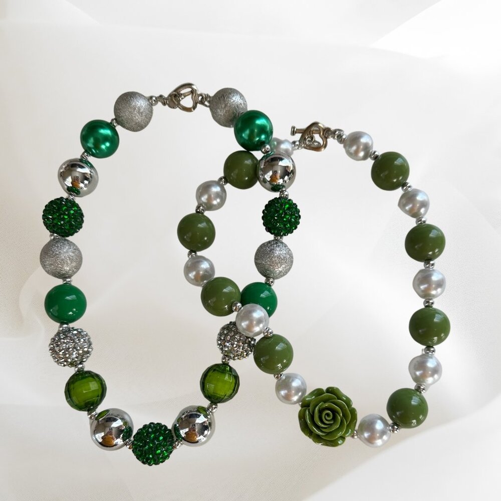 St. Patty's is Coming! Set of 2 Beautiful Bubble Necklaces - 18" Length